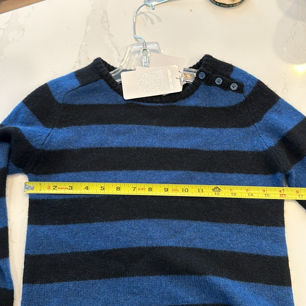 ZADIG&VOLTAIRE women's black and blue stripe crewneck sweater. Size XS/S - Picture 8 of 9